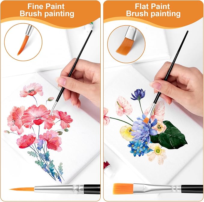 AROIC Small Paint Brushes Bulk,160 Pcs Black Nylon Hair Paint Brushes | Kids Flat Tip Round Acrylic Paint Brush Set,Acrylic Paint Brush kits for Classroom Oil Watercolor Face Painting Touch Up