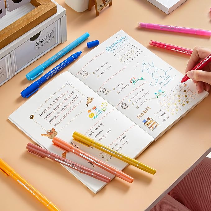 10 Colors Curve Highlighter Pens Set, 10 Different Shapes Dual Tip Markers, Cool Pens for Journal Planner Scrapbook Art Office School Supplies for Kids Adults