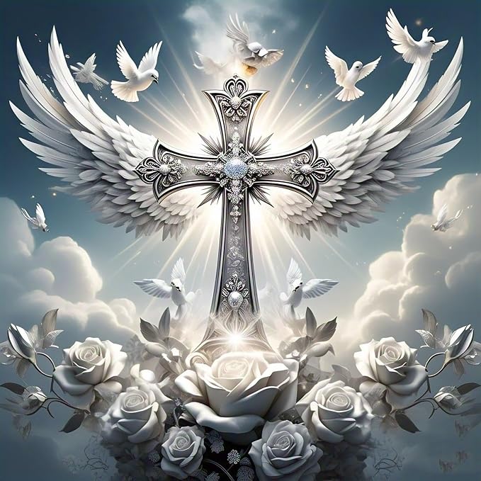 Christian Cross Diamond Art Kits for Adults 12 x 12 inch