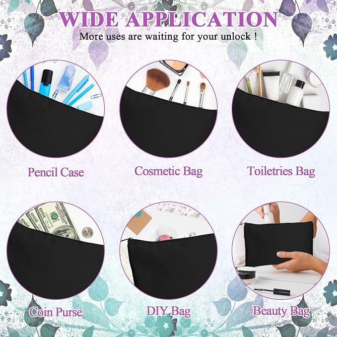 Legigo Blank Canvas Bags Zipper Pouch Makeup Bags Pencil Pouch Bulk | Multi-Purpose, Sturdy Canvas Pouch with Zipper, Cosmetic Travel Toiletry Bag for DIY Crafts, Gifts & Storage, 8.3 x 5 Inch