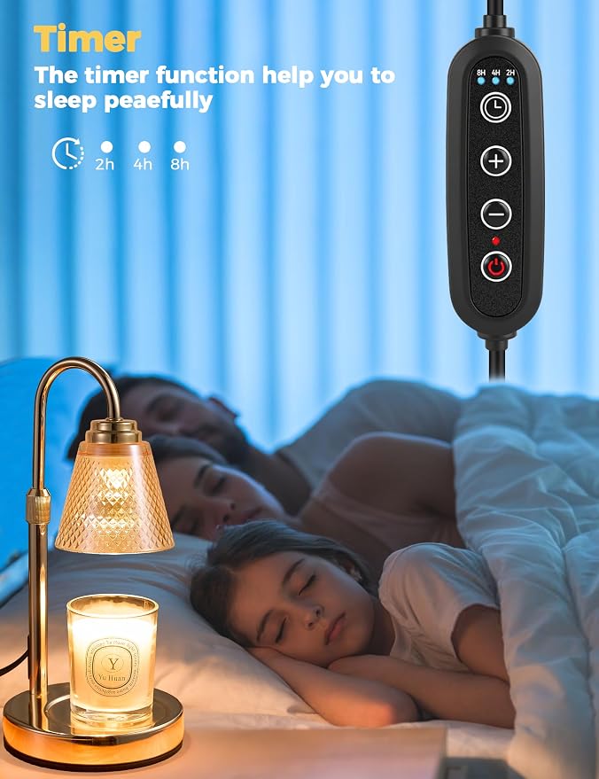 Candle Warmer Lamp with Timer Home Decor Birthday Gifts for Women Mom Her | Dimmable Candle Warmer for Jar Candles, Height Adjustable Wax Melt Warmer, Room Decor Desk Lamp, House Warming Gifts New Home