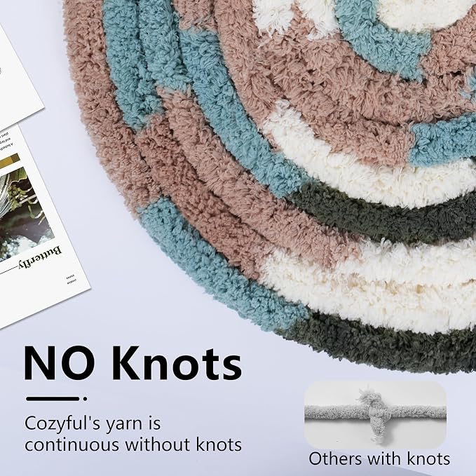 Cozyful Chunky Yarn for Hand Knitting - #10 Chunky Chenille Blanket Yarn, Jumbo Big Thick Chunky Yarns for Crocheting, Tie Dye Bulky Knit Yarns, 8 Skein (20 yds 8 oz Each Skein), Forest&Teal&Coffee