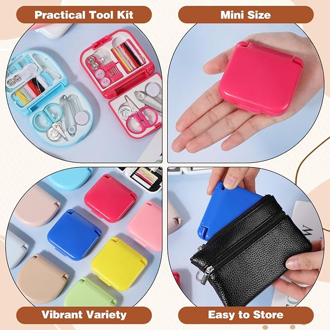 Daifunli 10 Pcs Mini Travel Sewing Kit in Bulk Portable Emergency Sewing Repair Kit with Threads Scissors Needles for Beginner Traveler Hotel Charity