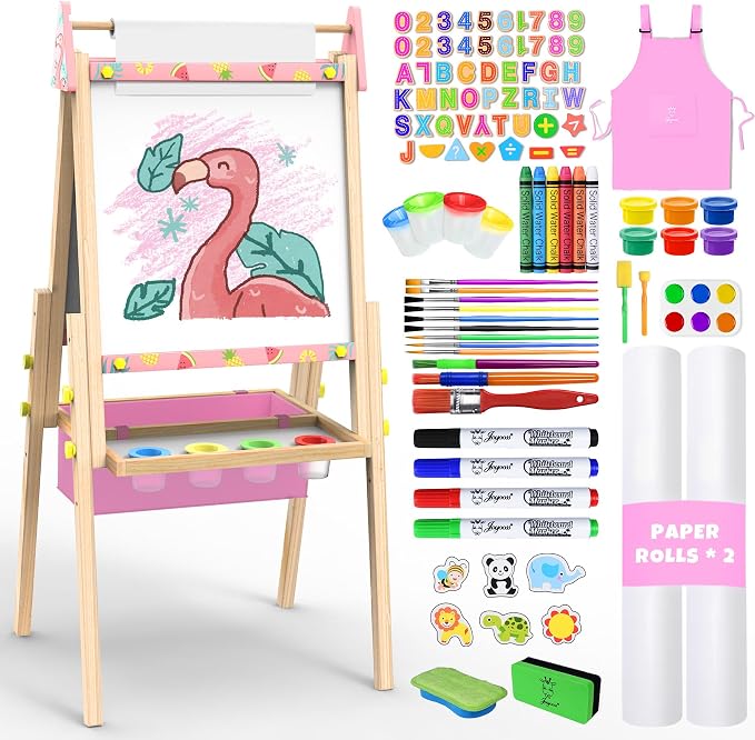 Joyooss Art Easel for Kids Easel for Toddler with Paper roll Pink