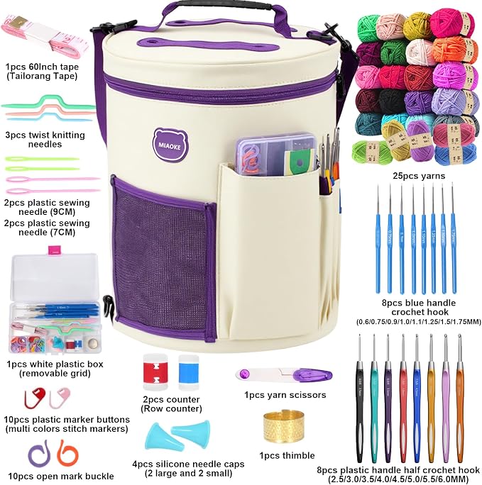 79Pc Crochet Kit, Crocheting Starter Kits with Waterproof Bag & Accessories
