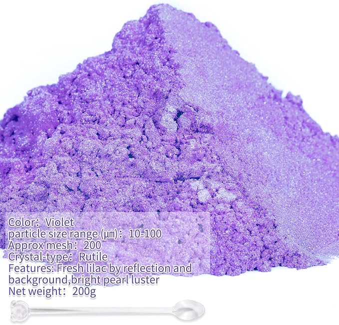 Mica Powder,7.05OZ（200g）,Violet Mica Powder Pigment for Epoxy Resin，Lip Gloss，Car Paint，Dye，Soap Making，Nail Polish,Epoxy Resin,Candle Making,Bath Bombs