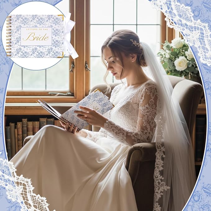 Letters to Bride Scrapbook,8.5 X 7 Inch,Floral,Blue