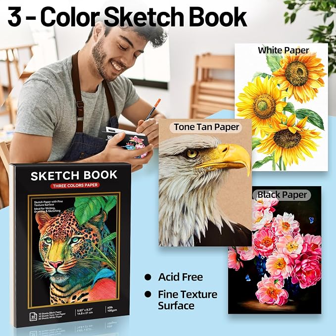 136 PCS Colored Pencils Set for Adult Coloring Books, 120 Colored Pencils | with Sketchbook, Coloring Book, Sharpener, Tutorial, Color Chart, Soft Core Oil-Based, Ideal for Drawing Blending Shading