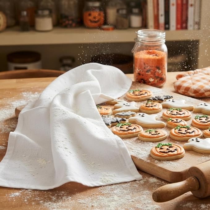 Flour Sack Towels - 100% Cotton Tea Towels for Crafts, Dish Towels for Kitchen, Embroidery, Cleaning, Baking (Pack of 6) - 18"x 28" | Tea Towels for Baking sourdough | Tortilla Towel