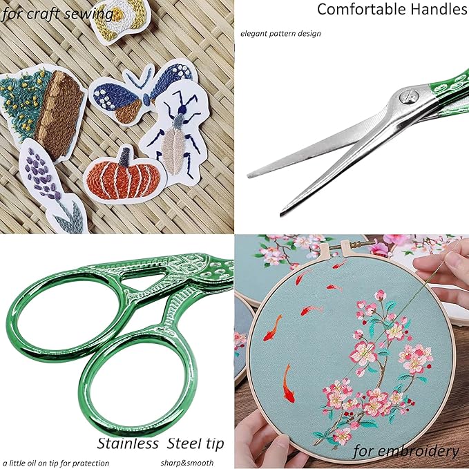 BIHRTC 3.6" Small Crafting Shears with Leather Case for Embroidery | Multi-Purpose Scissors 3.6 Inch Compact Size for Knitting,Crochet,Cross Stitch,Sewing,Needlework,Threading,DIY