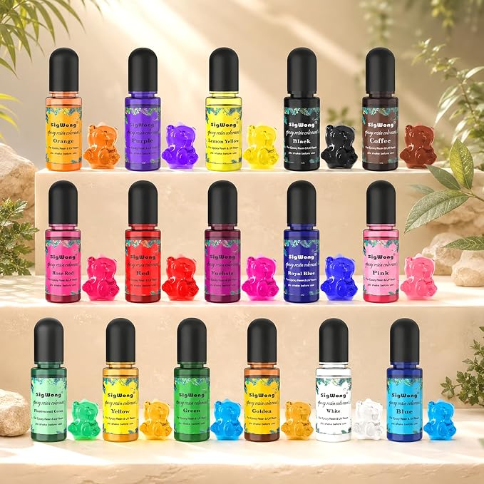 Epoxy Resin Pigment - 16 Colors Translucent Resin Colorant, Highly Concentrated Resin Dye for DIY Jewelry Making, AB Resin Coloring - 10ml