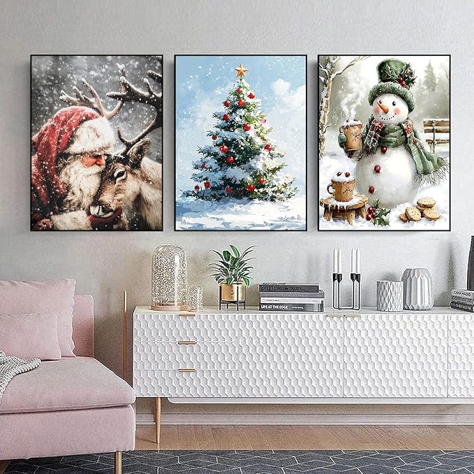 3 Pack Christmas Diamond Art Kits for Adults Christmas Diamond Painting Kit
