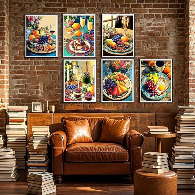 Leatrice 6 Pcs Breakfast Diamond Painting Kits for Adults Diamond Art Kits