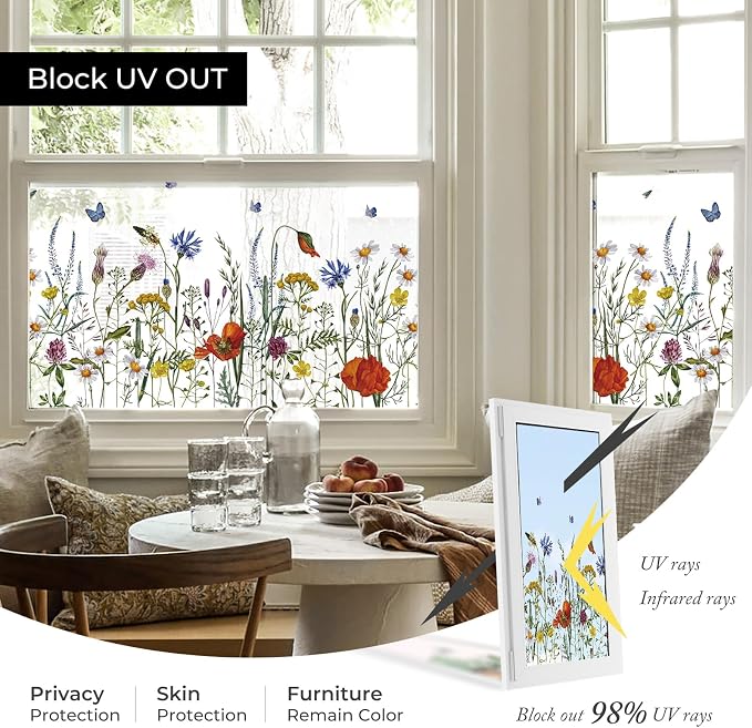 ADD.HERES Stained Glass Window Film, Static Cling Window Film,17.5 x 78.7in