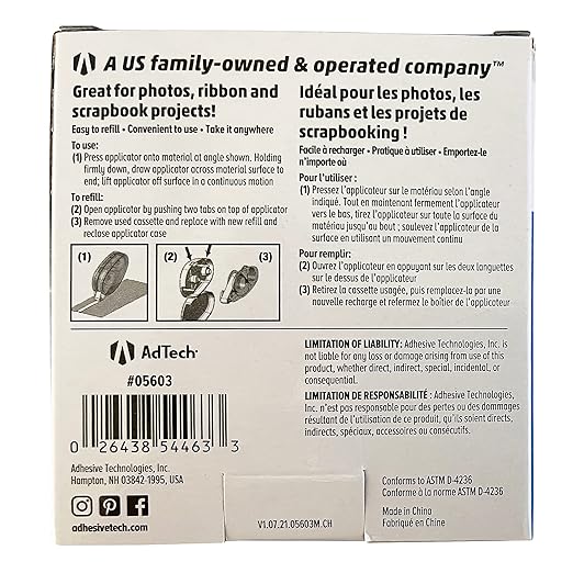 Adtech 5603 Permanent Crafter's Tape, 0.31" x 315", 4 Count (Pack of 12)