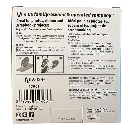 AdTech Permanent Glue Runner, 35 Yards | Strong, Double-Sided Adhesive for Crafting, Scrapbooking & Office Use | Acid-Free, Reliable Bond (Pack of 12)