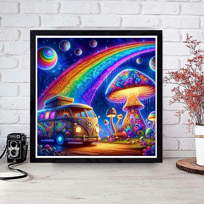 ijbnhd Mushroom Bus Diamond Art Kits for Adults 14x14inch