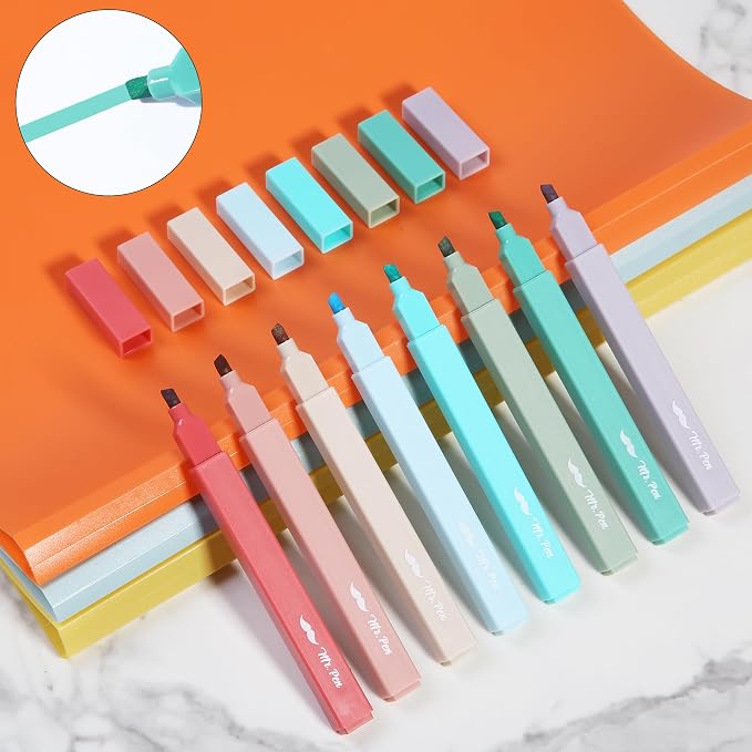 Mr. Pen- Aesthetic Highlighters No Bleed, 8 Pack, Assorted Colors | Chisel Tip, Cute Highlighters Assorted Colors for Journaling, Highlighting, Underlining, Fast Dry, Back to School Supplies