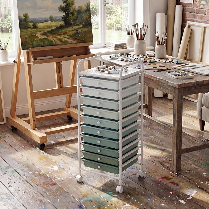 COSTWAY 10-Drawer Rolling Storage Cart, Utility Mobile Trolley