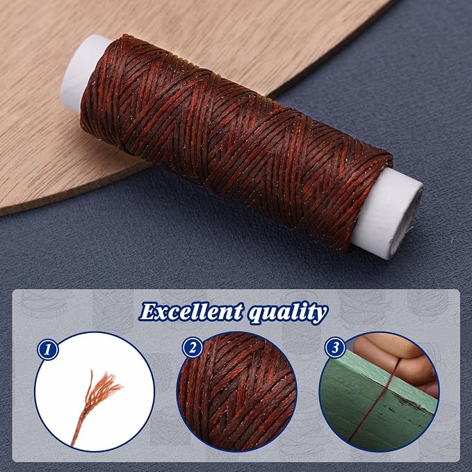 Ftyiwu Waxed Thread Upholstery Needle and Thread 32 Yards Leather Sewing