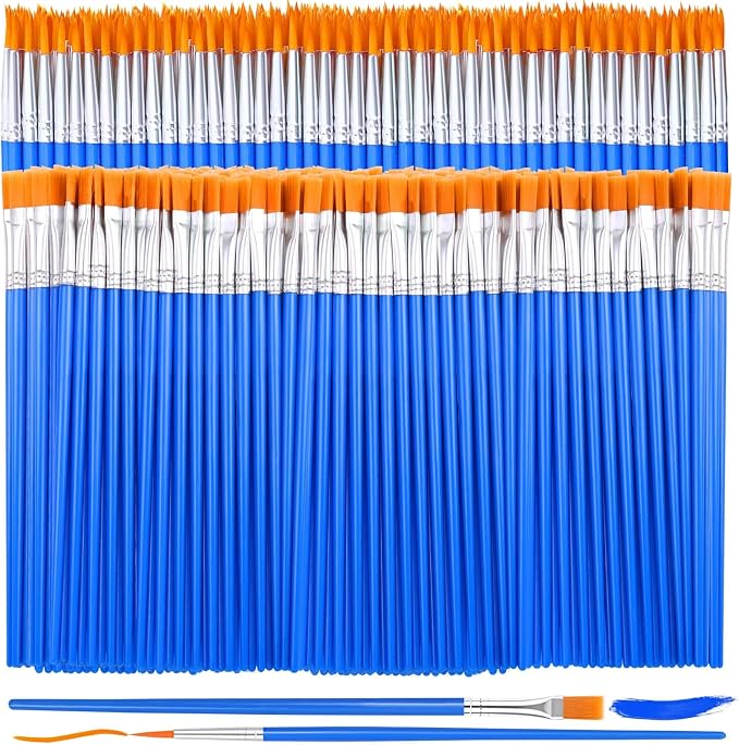 240 Pcs Mini Paint Brushes Bulk, Flat and Fine Tip Small Paint Brushes | Tiny Paint Brushes Set for Crafts, Art Classroom, Acrylic, Oil, Watercolor, Canvas, Touch Up, Face, Painting Parties Supplies
