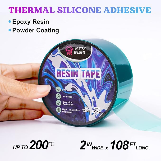 LET'S RESIN Epoxy Resin Tape, 2 in x 108 ft, Heat-Resistant Release Tape | High-Temperature Adhesive Tape Peels Away Easily and Helps Reduce Residue when Casting Epoxy Molds and River Tables