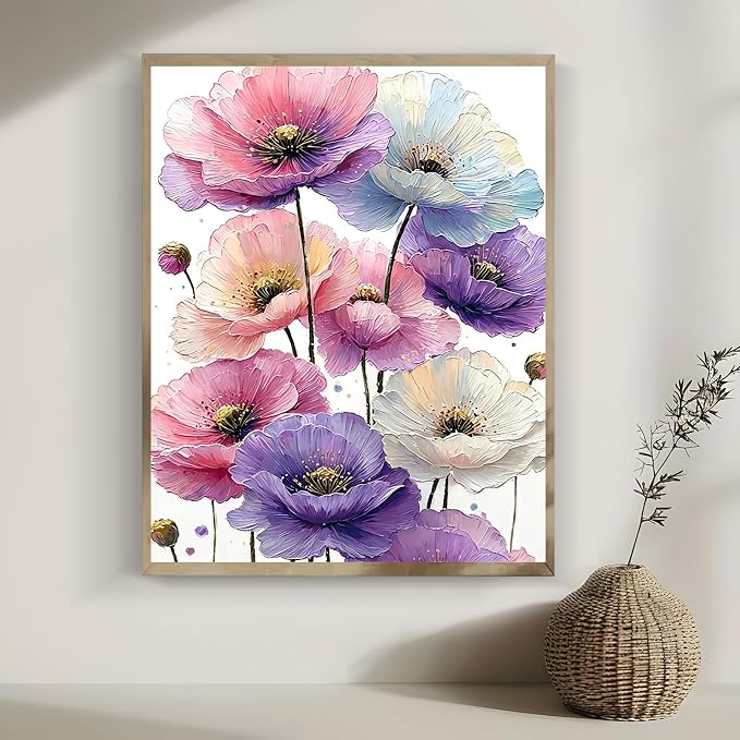 LKHMVCA Flower Daisy Paint by Number Kits for Adults, DIY Paint by Numbers Kits for Adults Beginners Without Frame, Acrylic Paint Canvas Painting Kits Art for Home Decor 16x20 Inch