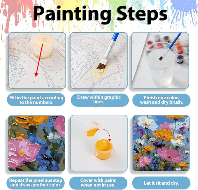 Paint by Numbers Kit for Adults, Adult Paint by Number Kits 16x20 Inch | Flowers Paint by Numbers Kit for Adults, Acrylic Painting by Numbers, DIY Arts and Crafts for Gifts or Home Decor