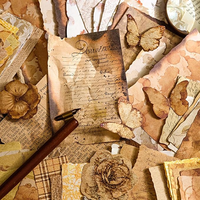 100 Sheets Vintage Scrapbook Papers Journaling Scrapbooking Supplies Kit