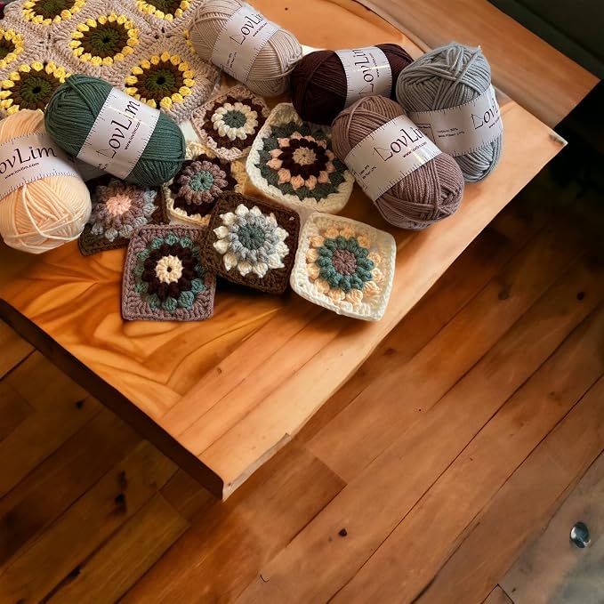 Milk-Cotton Crochet Yarn Kit, 10x50g Skeins DK Weight, 1250+ Yards, Hooks, Needles & Safety Eyes, 40+ Free Patterns, for Amigurumi, Crocheting & Knitting - Nature Palette