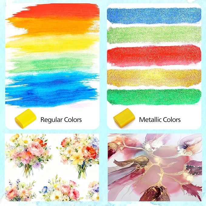 Caliart 128 Colors Watercolor Paint Set, Portable Art Supplies Palette Kit | Water Color Paints with Detail Paintbrush, Art Coloring Painting Gifts for Adults Professionals Beginners Artists