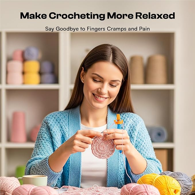 Crochet Tension Tool for Beginners, Ergonomic Yarn Guide Holder | Tension Control Crochet Helper, Comfort Handle for Left & Right Hander, Portable Crochet Accessories for Crocheters &Knitters