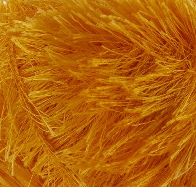 Eyelash Fun Fur Yarn Premium 100% Polyester 164 Yds (150 Mt), 3.53 Oz (100 Gr) Colorful Crochet Yarn Dıy Hand Knitting. (Orange, 3 Skein)