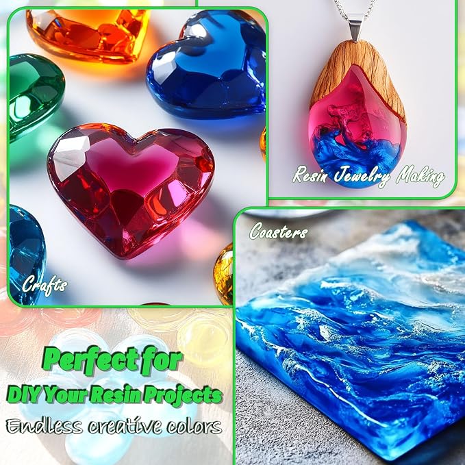 SigWong Epoxy Resin Color Pigment – 24 Colors Liquid Epoxy Dye Set with 6 Glitters, Highly Concentrated, Non-Toxic Resin Pigment for Art, Jewelry Making & Crafts – Each 6ml/ 0.25 oz