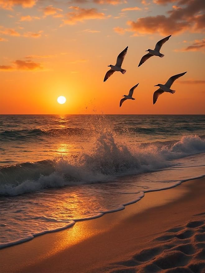 Benjenes Sunset Scenery Diamond Art Kits for Adults, Diamond Painting Kits