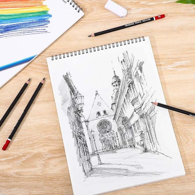 4 Pack Sketch Book 9 × 12 in, Spiral Bound, 30 Sheets Each | 100gsm Acid-Free Paper, Hardcover Backboard, Lay-Flat Spiral, Ideal for Drawing, Sketching & Travel Use