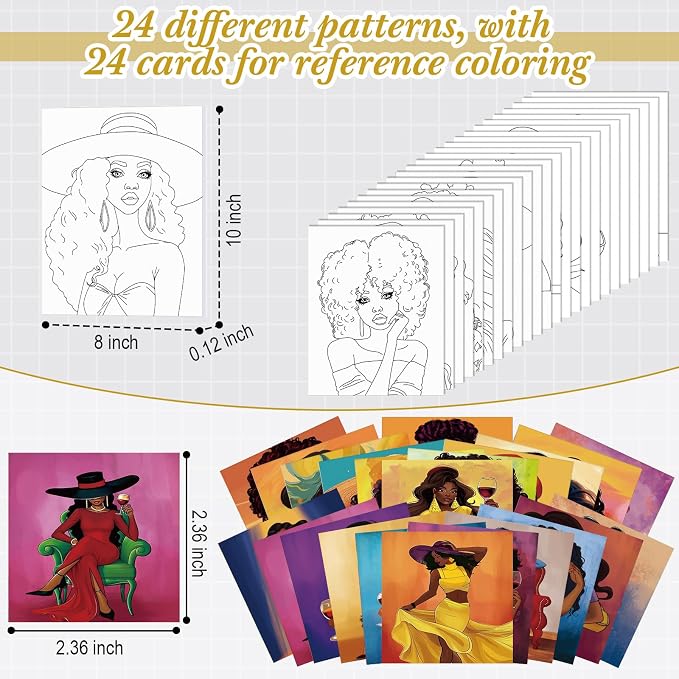 Sherr 24 Pcs Pre Drawn Canvas for Adult, Stylish Women, 8 x 10 Inch