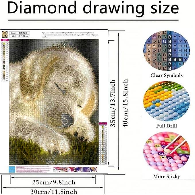 BYGFHLYW 5D Diamond Painting Kit, Dog Diamond Art for Adults 12X16In | Full Round Drill Diamond Dots Kits Gem Arts DIY Crafts for Home Wall Decor Present for Dog Lovers
