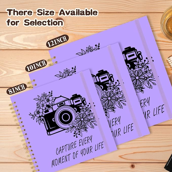 Scrapbook Album 12x12 inch, Travelling Journal Scrap Book Family Scrapbook Scrapbooking Supplies Kits Gift for Couples Anniversary Wedding (purple, 12 x 12 inch)