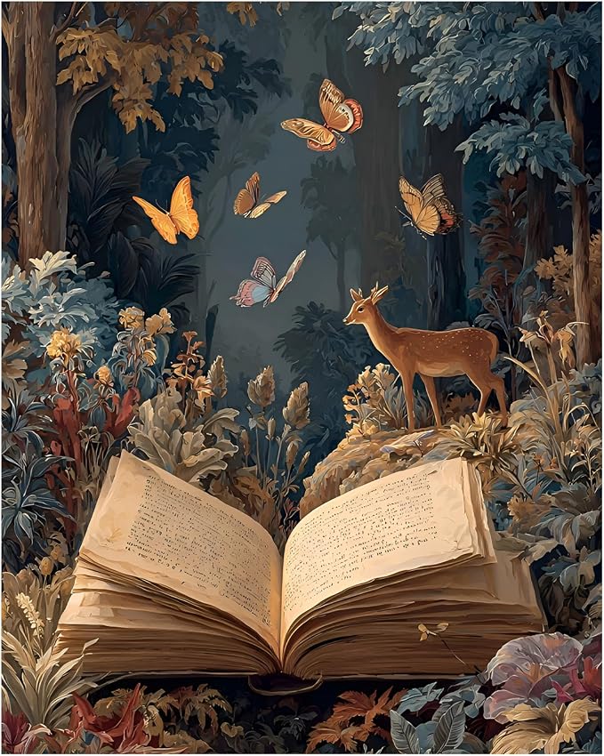 xcemhil Book Paint by Numbers Kit for Adults Beginner, Deer Paint by Numbers for Adult, Acrylic Paint by Number Kits Suitable for Home Wall Art Decor Gifts 16x20 Inch