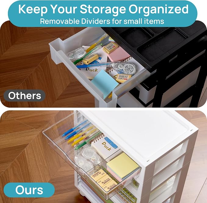 Vtopmart 5-Tier Plastic Drawer Storage Rolling Cart with Wheels