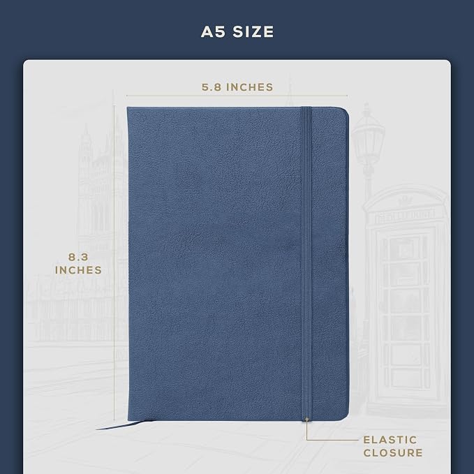 Beechmore Books A5 5.8x8.3 Mixed Media Sketchbook 160 GSM/98LB, Gift Box | Hardcover Art Journal with Lay-Flat Binding, 156 Perforated Ivory Pages, Portable Size for Drawing, Ink & Light Watercolor