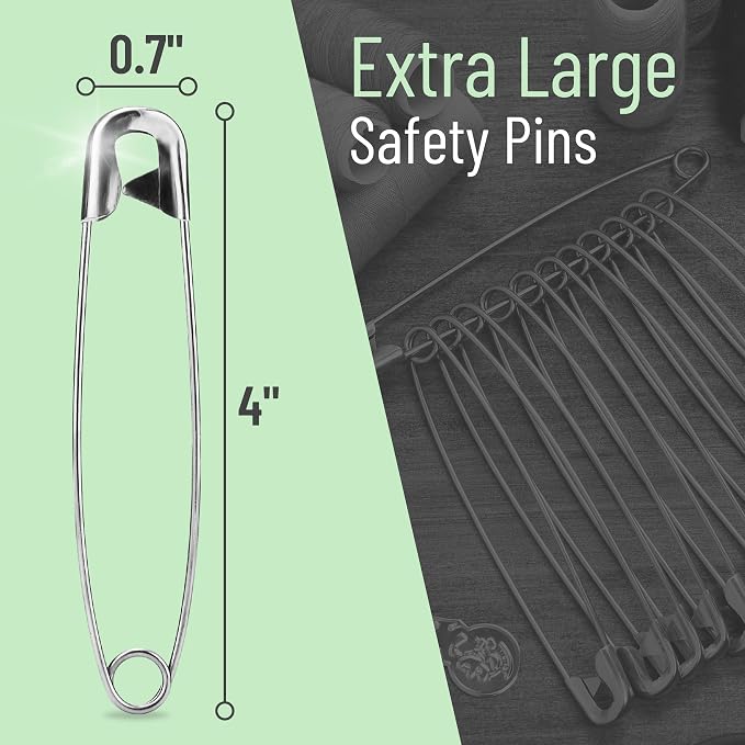 Mr. Pen- Extra Large Safety Pins, 4 Inch, 50 Pack, Silver