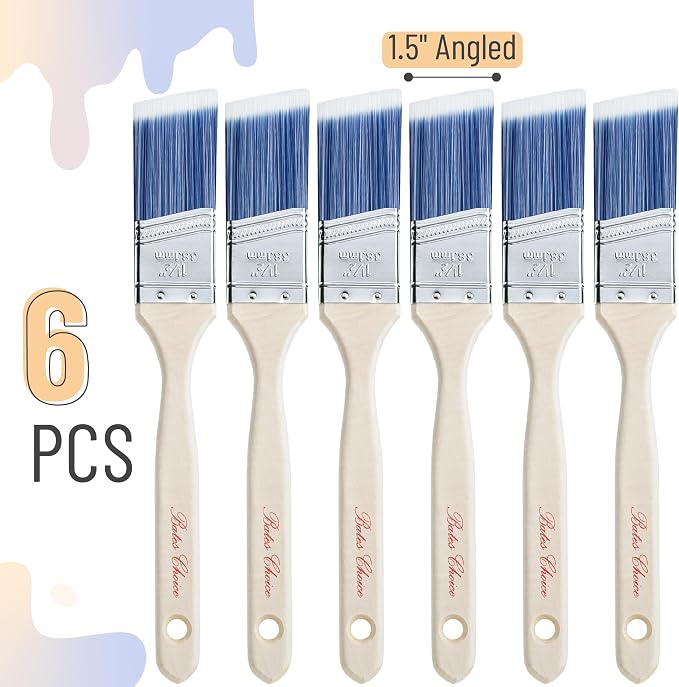 Bates 1.5-Inch Paint Brushes, 18 Pack - Treated Wood Handle, Stain & Wall Brushes, Furniture Paint Brush