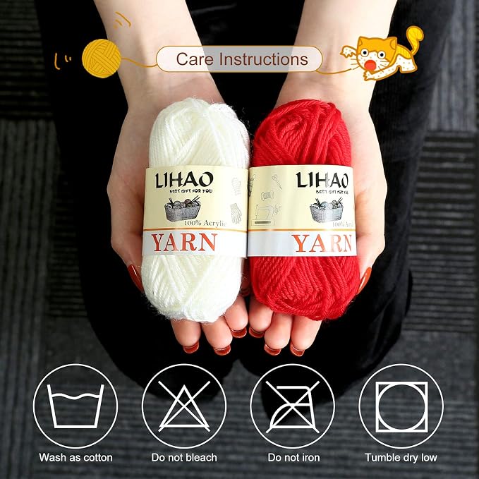 LIHAO 12 Skeins Mini Yarn for Knitting Crochet Craft | 100% Acrylic, Anti-Splitting