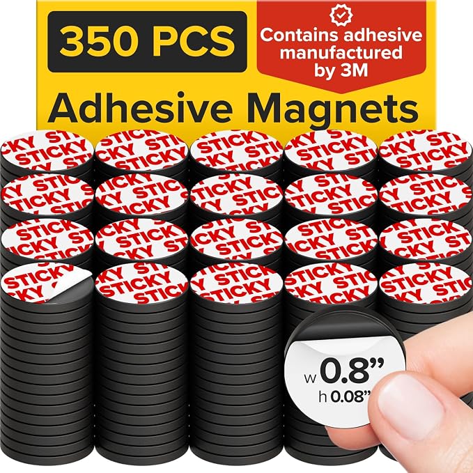 Sticky Flexible Adhesive Magnets for Crafts, 0.8"x0.08" (20x2mm), 350 pcs