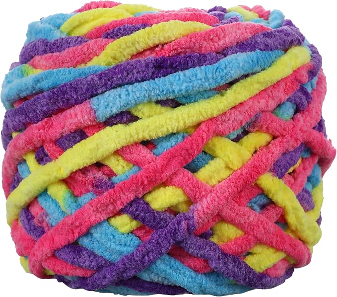 Plush Chenille Chunky Yarn for Crocheting 100g(54.6yd) - Bulky Thick Fluffy Yarn for Knitting- Soft Velvet for Baby, Blanket Knitting Blanket Yarns- Amigurumi Yarns (Reddish Blue)