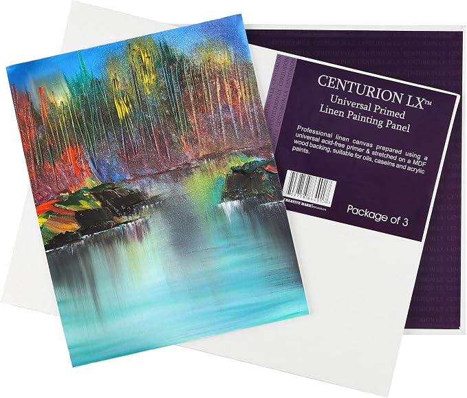 Centurion All-Media Primed Linen Panels - 9x12 3 Pack - 11oz Universal Primed Canvas Boards for Painting, Mounted on MDF Wood, Non-Warping, Ideal for Artists, Professionals, and Painters