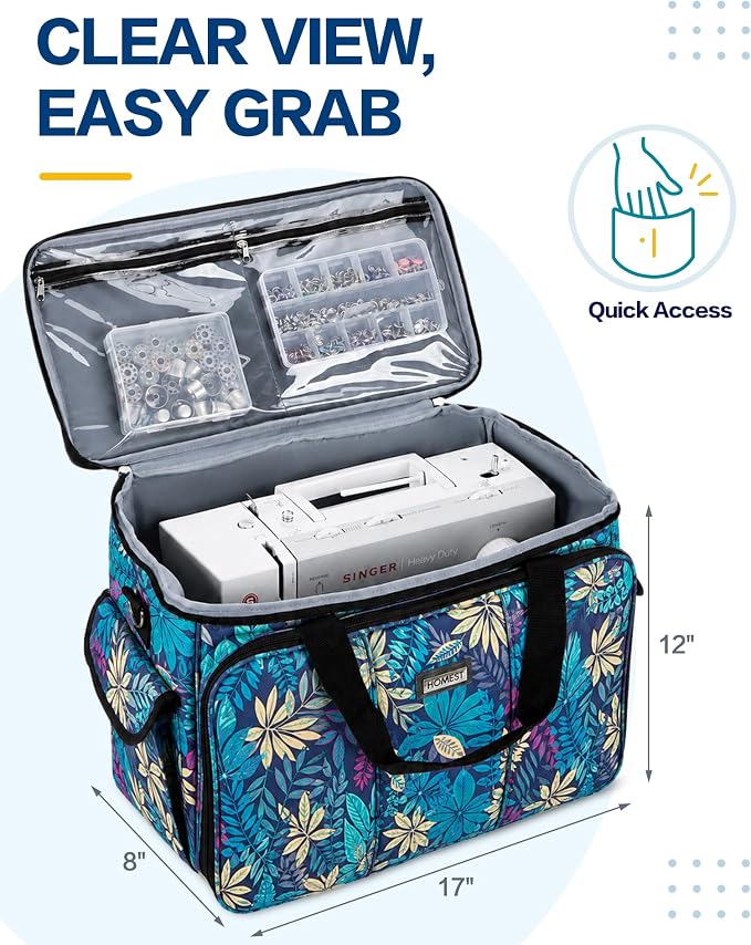 HOMEST Sewing Machine Carry Case, with Shoulder Strap and Front Pocket