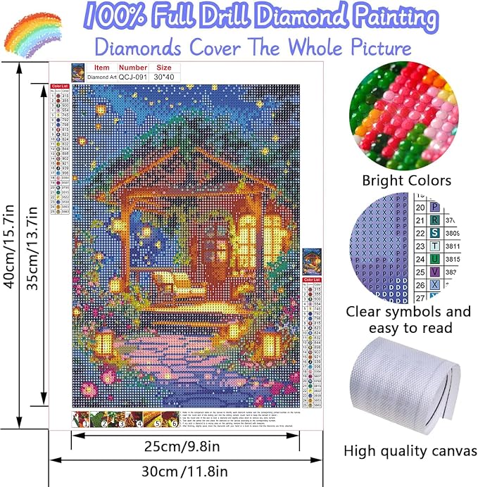 Accompany Wind Diamond Painting Kits for Adults, Garden Courtyard Diamond Art Kits for Beginners,5D Round Full Drill Diamonds Gem Art Crafts for Home Wall Decor Gifts 12x16 Inch